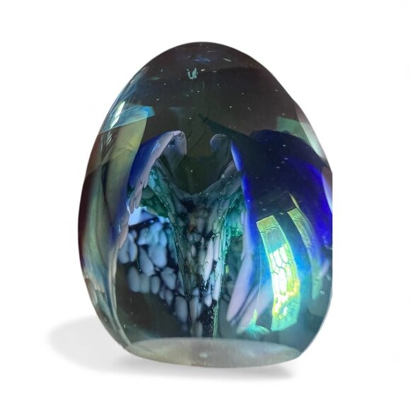 MSH Iridescent Blown Glass Paperweight Mt. St. Helen’s Ash Flower Dated ‘85 Gift - Picture 5 of 9